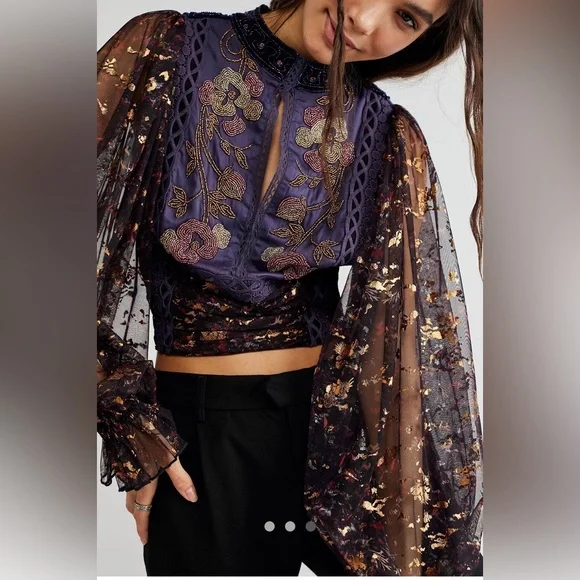 Free people beaded top - Picture 3 of 9